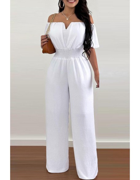 Mesh Patch Glitter Rhinestone Wide Leg Jumpsuit