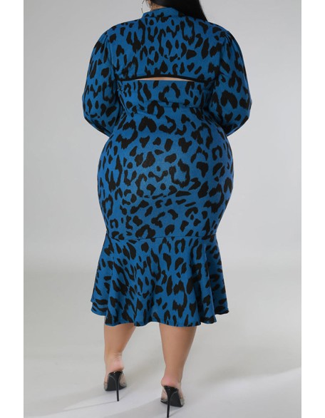 Plus Size Geometric Houndstooth Print Longline Coat