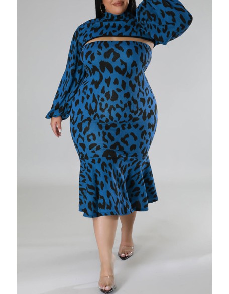 Plus Size Geometric Houndstooth Print Longline Coat