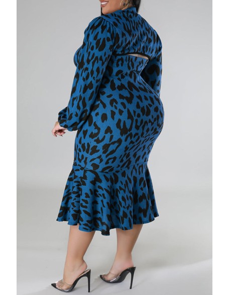 Plus Size Geometric Houndstooth Print Longline Coat