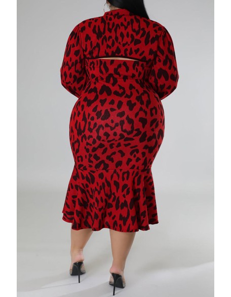 Plus Size Geometric Houndstooth Print Longline Coat