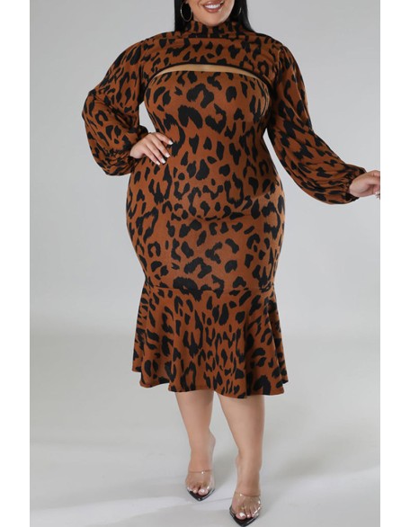 Plus Size Geometric Houndstooth Print Longline Coat