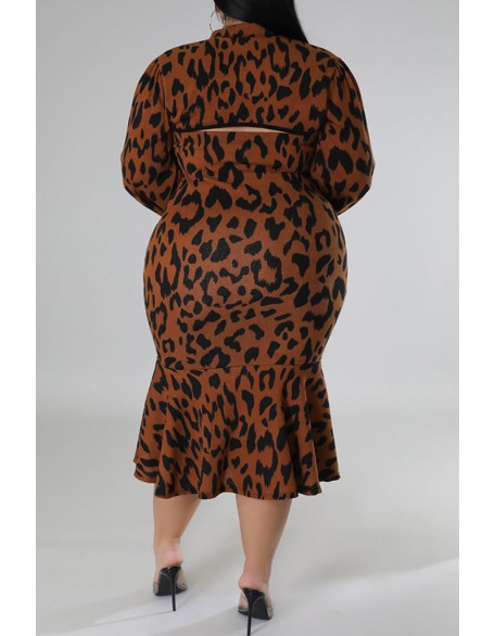 Plus Size Geometric Houndstooth Print Longline Coat